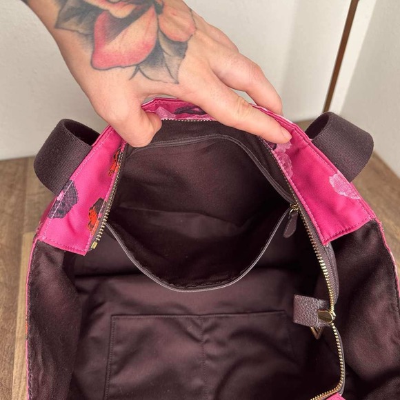 Coach Court Tote With Halftone Floral Print Pink Shoulder Tote Bag - Picture 7 of 16